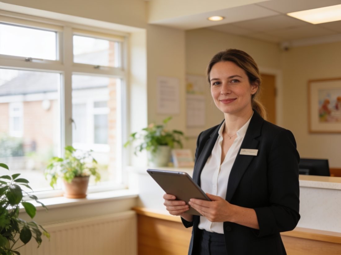 A Bristol care-home manager using MAP HealthCare Connect to post a shift on a tablet